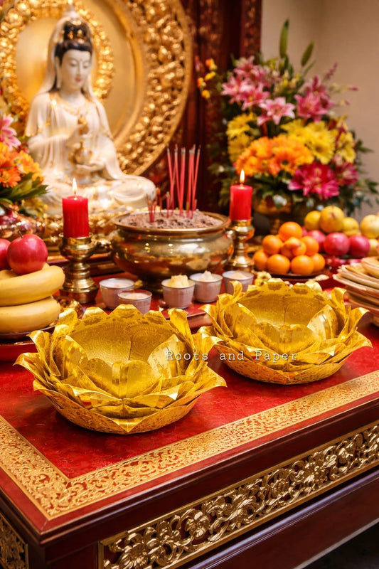 Handcrafted Golden Lotus Offering for Guanyin Birthday Festival | Blessings & Good Fortune 手工制作观音诞金莲花供奉 | 祈福好运