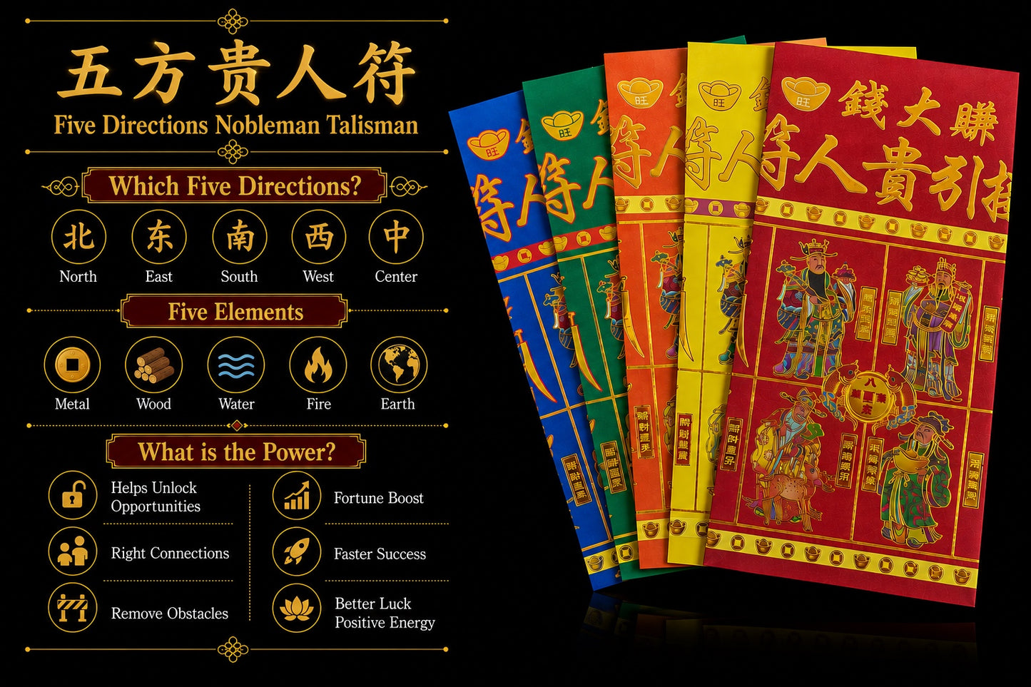 5-in-1 Nobleman Paper, Blessed by the God of Wealth  财神加持贵人纸 (五合一）